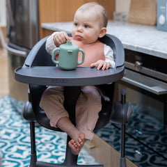 BEABA Up & Down Evolutive Highchair (Dark Grey) - lifestyle image (silicone cup not included, available separately)