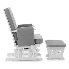 Obaby Deluxe Reclining Glider Chair & Stool (White with Grey) - side view