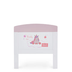 Obaby Grace Inspire Mini Cot Bed (Ready For Bed - Unicorn) - showing the junior bed`s end panel