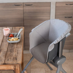 BEABA Seat Cushion for Up and Down Evolutive Highchair - Junior (Grey) - lifestyle image (meal set not included)