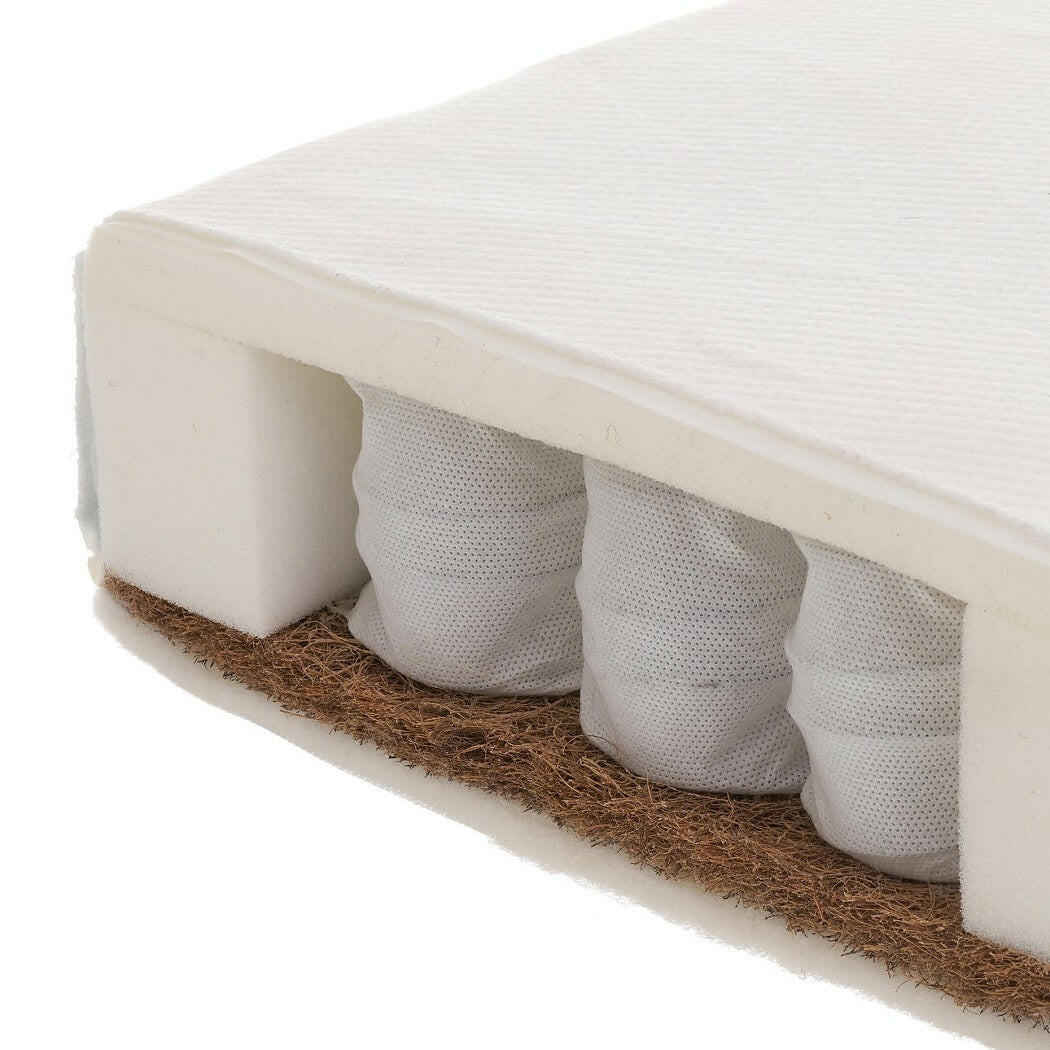 Obaby Moisture Management Dual Core Coir/Pocket Sprung Cot Mattress (120x60cm) - showing the internal construction of the mattress