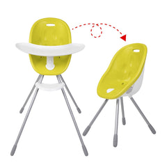 Poppy High Chair by Phil and Teds - Lime Green shown in both configurations