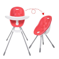 Poppy High Chair by Phil and Teds - Cranberry Red shown in both configurations
