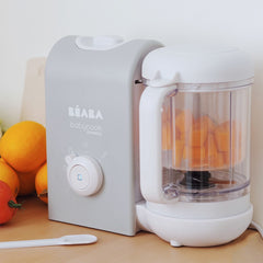 BEABA Babycook Solo Express (Grey) - lifestyle image, showing the raw food before cooking