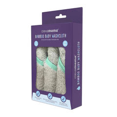 ClevaMama Bamboo Baby Washcloths - Set of 3 (Grey) - shown here in their packaging