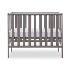 Obaby Bantam Space Saver Cot (Taupe Grey) - side view, shown with mattress base at its middle level
