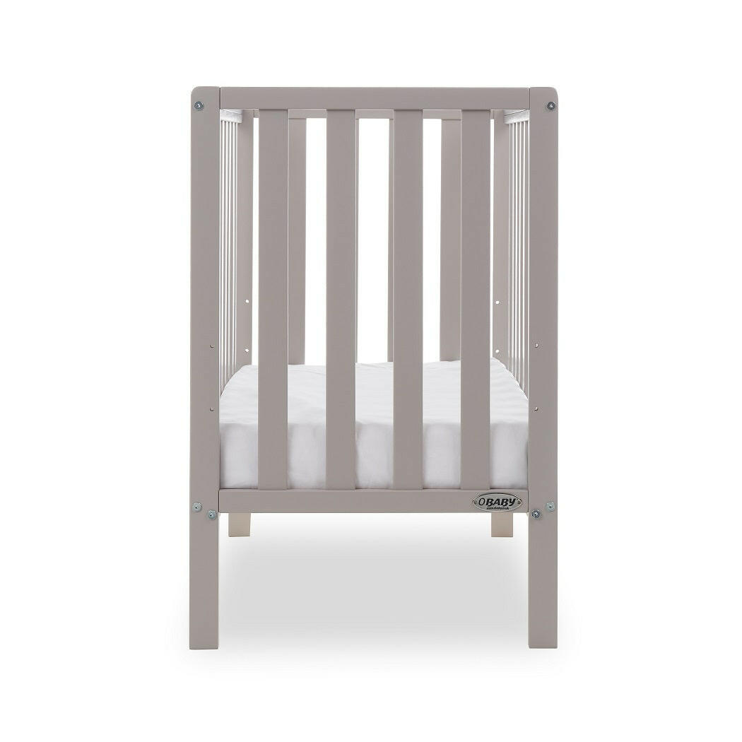 Obaby Bantam Space Saver Cot (Warm Grey) - end view
