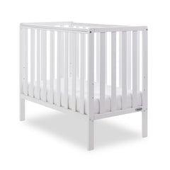 Obaby Bantam Space Saver Cot (White) - quarter view, shown here with the included fibre mattress