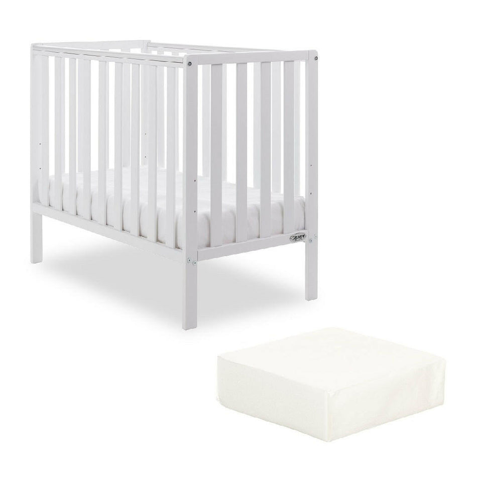 Obaby Bantam Space Saver Cot with Fibre Mattress (White)
