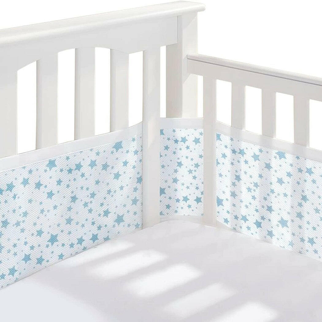 Breathable Baby Mesh Liner - 4 Sided Twinkle Stars Blue
