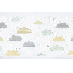 Breathable Baby Mesh Liner - 4 Sided (On Cloub Nine) - showing the liner`s colourful cloud pattern