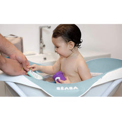 BEABA Camele`O 1st Baby Bath (Green/Blue) - lifestyle image (bath toys etc not included)