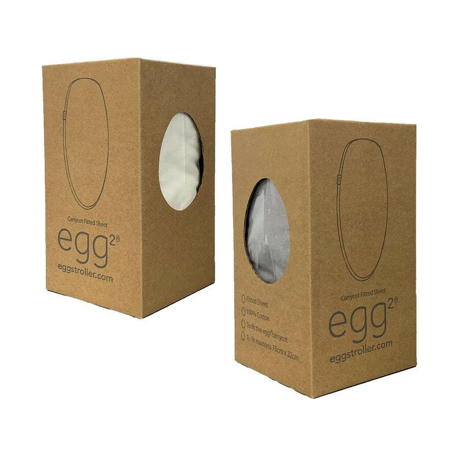egg Carrycot Fitted Sheets - Pack of 2 Ivory Grey