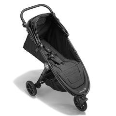 Baby Jogger City Mini® GT2 Single Stroller (Opulent Black) - shown here with the stroller`s back rest reclined and the canopy lowered