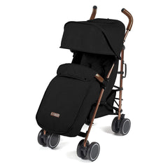 Ickle Bubba Discovery MAX Stroller (Rose/Black/Tan) - showing the stroller with its footmuff