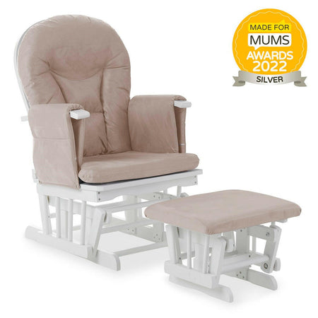 Obaby Reclining Glider Chair & Stool White with Sand