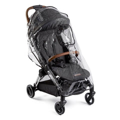 Ickle Bubba Gravity Stroller (Silver/Graphite/Tan) - showing the stroller wearing the included raincover