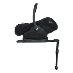 Joie i-Level Group 0+ i-Size Infant Car Seat & ISOFIX Base (Coal) - side view, showing the fully reclined seat fixed to the ISOFIX base