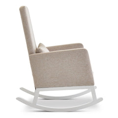 Obaby High Back Rocking Chair (White with Oatmeal) - side view, showing the chair`s rocking legs