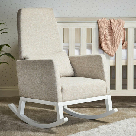 Obaby High Back Rocking Chair (White with Oatmeal) - lifestyle image (cot, bedding and accessories not included)