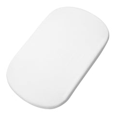 Maxi-Cosi Iora Bed Sheets - Pack of 2 (White Grey) - showing the plain white sheet fitted to a mattress (mattress not included)