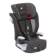 Joie Elevate Group 1/2/3 Car Seat (Two Tone Black) - quarter view, shown here with headrest raised