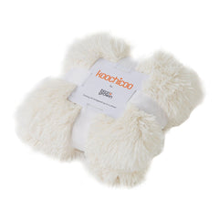 Bizzi Growin Koochicoo Soft & Fluffy Baby Blanket (Porcelain Cream) - showing the blanket within its presentation ribbon