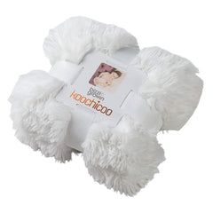 Bizzi Growin Koochicoo Soft & Fluffy Baby Blanket (Ice White) - showing the blanket within its presentation ribbon