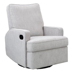 Obaby Madison Swivel Glider Recliner Chair (Pebble) - showing the chair`s circular stand and the recline lever