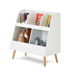 Obaby Maya Toy Storage Unit (White with Natural) - showing the unit with toys and books (toys and books not included)