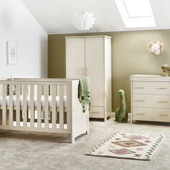 Obaby Nika 3 Piece Room Set (Oatmeal) - lifestyle image (mattress, bedding and accessories not included)