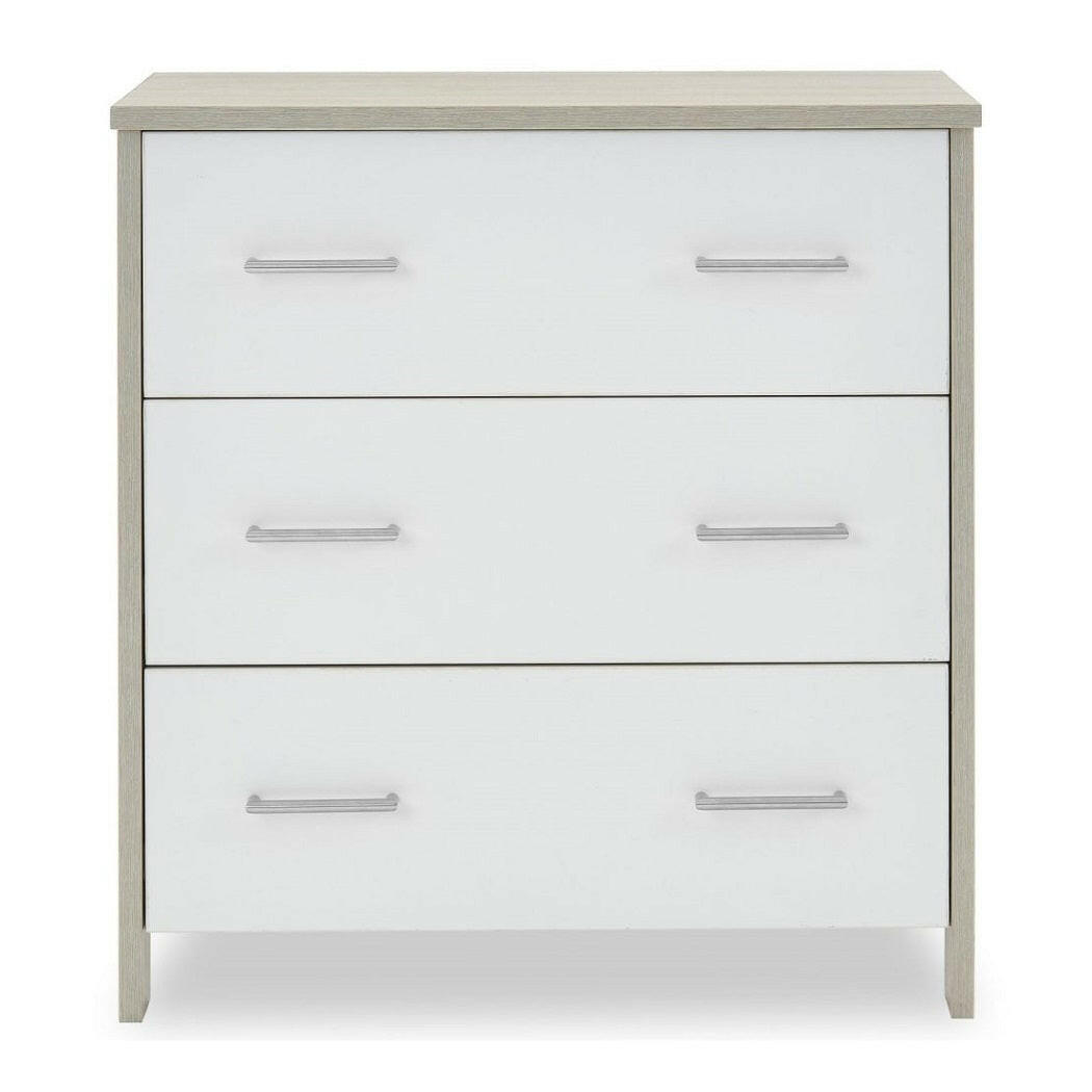 Obaby Nika Changing Unit - Grey Wash & White - shown as a chest of drawers