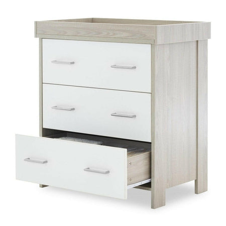 Obaby Nika Changing Unit - Grey Wash & White - shown with changing top attached