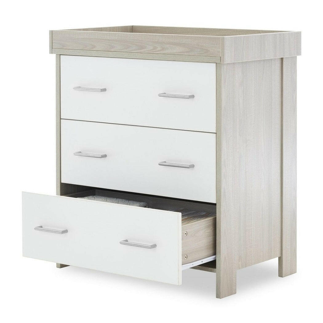 Obaby Nika Changing Unit - Grey Wash & White - with the changing top attached