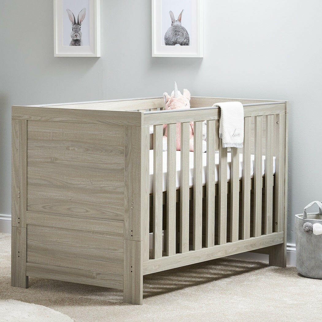 Obaby Nika Cot Bed (Grey Wash) - lifestyle image
