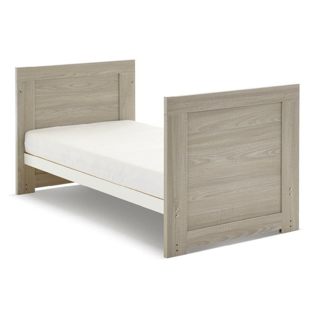 Obaby Nika Cot Bed - Grey Wash & White - shown as toddler bed