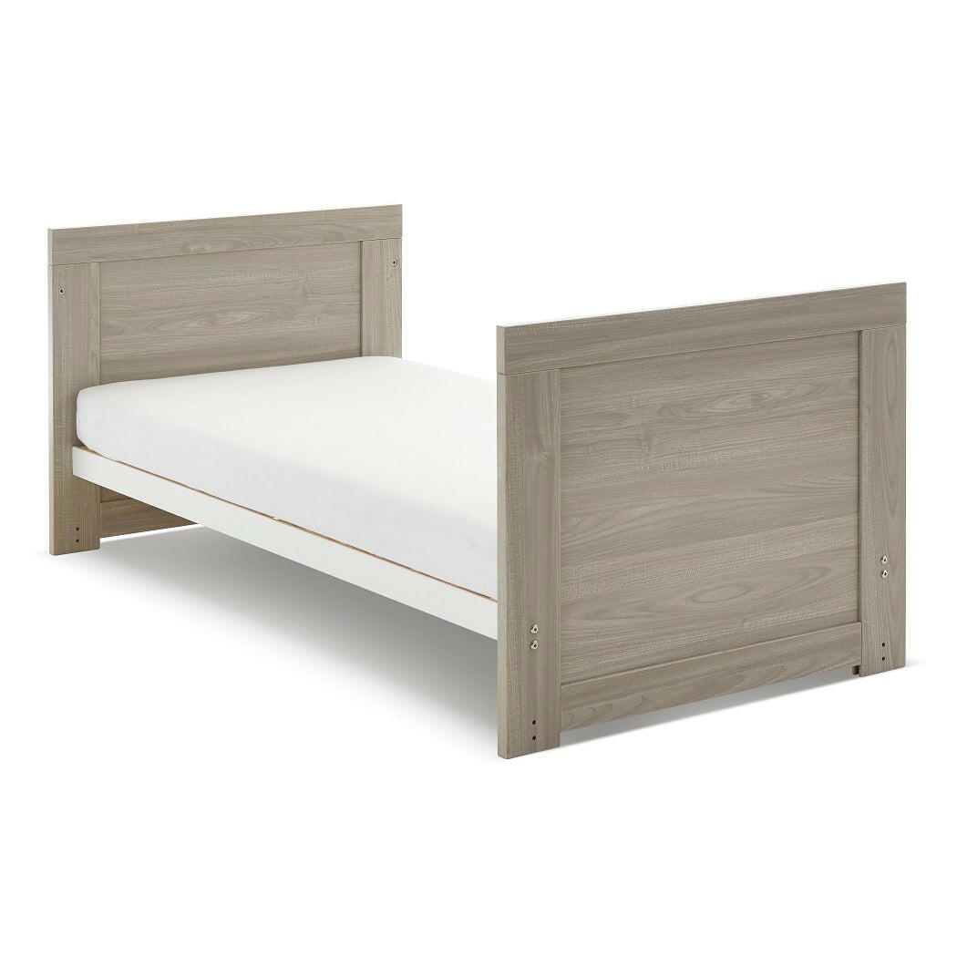 Obaby Nika Cot Bed - Grey Wash & White - as toddler bed