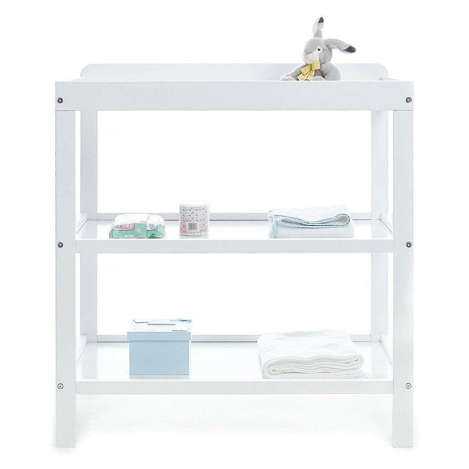 Obaby Open Changing Unit (White) - shown with toys and accessories which are not included