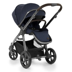 BabyStyle Oyster 3 Gunmetal ESSENTIAL Bundle - (Twilight) - showing the seat unit and chassis together as the pushchair in parent-facing mode
