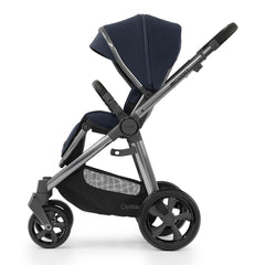 BabyStyle Oyster 3 Gunmetal ESSENTIAL Bundle - (Twilight) - showing the forward-facing pushchair with its seat upright