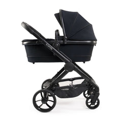 iCandy Peach 7 Pram Pushchair Summer Bundle (Black Edition) - showing the chassis and carrycot together as the pram