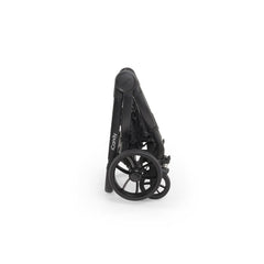 iCandy Peach 7 Pram Pushchair Summer Bundle (Black Edition) - showing the pushchair folded and freestanding