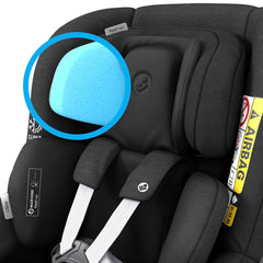 Maxi-Cosi Pearl 360 (Authentic Black) - showing the protective memory foam inside the headrest