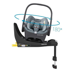 Maxi-Cosi Pebble 360 (Essential Grey) - showing the seat`s rotating function when fixed to Maxi-Cosi`s FamilyFix 360 ISOFIX Base (base not included, available separately)