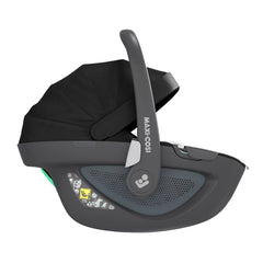 Maxi-Cosi Pebble 360 (Essential Black) - side view, shown with canopy raised
