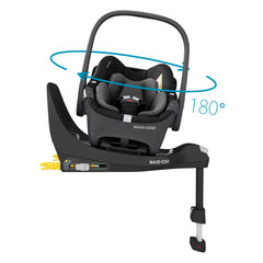 Maxi-Cosi Pebble 360 (Essential Black) - showing the seat`s rotating function when fixed to Maxi-Cosi`s FamilyFix 360 ISOFIX Base (base not included, available separately)