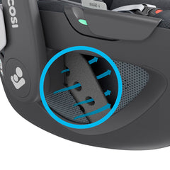 Maxi-Cosi Pebble 360 (Essential Graphite) - side view, showing the seat`s ClimaFlow comfort temperature regulation