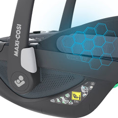Maxi-Cosi Pebble 360 (Essential Graphite) - side view, showing the seat`s G-CELL side impact technology