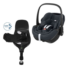 Maxi-Cosi Pebble 360 PRO & FamilyFix 360 PRO ISOFIX Base (Essential Graphite) - showing the car seat and the included ISOFIX base