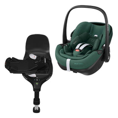 Maxi-Cosi Pebble 360 PRO & FamilyFix 360 PRO ISOFIX Base (Essential Green) - showing the car seat and the included ISOFIX base